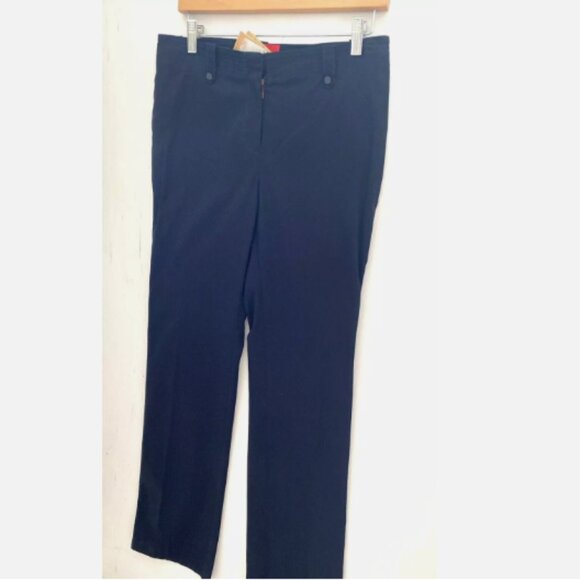 Z SPOKE Zac Posen Navy Blue Wide Leg Chino Pants Designer Size 6 NWT $270 - Picture 2 of 5